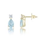 9ct Yellow Gold Aquamarine Look Sky Blue Topaz and Lab Grown Diamond Earrings