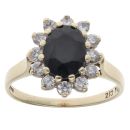 9ct Yellow Gold Cubic Zirconia and Sapphire Cluster Ring