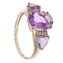 9ct Yellow Gold 0.05ct Diamond and Amethyst Three Stone Ring