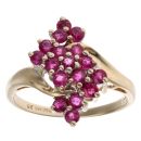 9ct Yellow Gold Created Ruby Cluster Ring