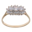 9ct Yellow Gold Cubic Zirconia Triple Cluster Ring
