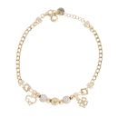 14ct Yellow and White Gold Cubic Zirconia Clover and Heart Bracelet 8"