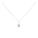 18ct White Gold 1.30ct Emerald And Brilliant Cut Diamond Pendant And Chain 16"
