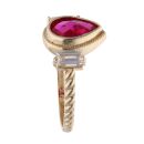Children's 14ct Yellow Gold Cubic Zirconia And Red Gemstone Ring