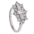 18ct White Gold 1.28ct Brilliant and Baguette Cut Diamond Cluster Ring