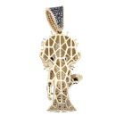 9ct Yellow Gold Black Cubic Zirconia Pinhead Figure Pendant