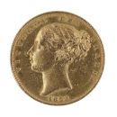 1853 Victoria Young Head Shield UK Full Sovereign Coin