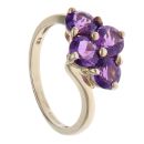 9ct Yellow Gold Amethyst Fancy Cluster Ring