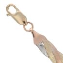 9ct Yellow, White and Rose Gold Twist Bracelet 7"