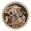 2001 Elizabeth II Fourth Head UK Half Sovereign Coin