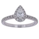 18ct White Gold 0.69ct Pear and Brilliant Cut Diamond Cluster Ring