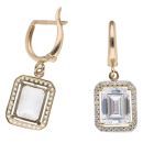 14ct Yellow Gold Cubic Zirconia Cluster Drop Earrings