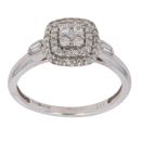 9ct White Gold 0.27ct Baguette And Brilliant Cut Diamond Cluster Ring