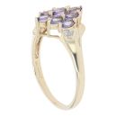 9ct Yellow Gold Tanzanite and 0.02ct Diamond Cluster Ring