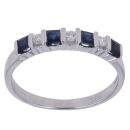 9ct White Gold 0.09ct Diamond and Sapphire Ring