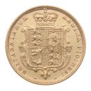 1883 Victoria Young Head Shield Back UK Half Sovereign Coin