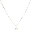 9ct Yellow Gold 0.10ct Diamond And Pearl Cluster Pendant And Chain 16"