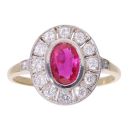 18ct Yellow Gold 0.35ct Ruby and 1.01ct Diamond Cluster Ring