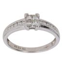 9ct White Gold 0.33ct Princess and Brilliant Cut Diamond Cluster Ring