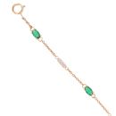 9ct Yellow Gold 0.13ct Diamond And Created Emerald Bracelet 7"