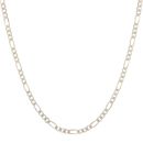 9ct Yellow and White Gold Diamond Cut Figaro Chain 18"
