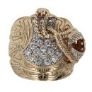 9ct Yellow Gold Cubic Zirconia Patterned Saddle Ring
