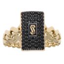14ct Yellow Gold Monaco Classic Black Pave Signet Ring