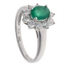 18ct White Gold 0.60ct Brilliant Cut Diamond and Emerald Cluster Ring