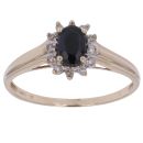 9ct Yellow Gold 0.10ct Diamond and Sapphire Cluster Ring