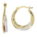 Gold Plated Silver Cubic Zirconia Two Tone Creole Earrings