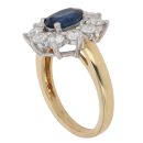 18ct Yellow Gold 1.34ct Brilliant Cut Diamond and Sapphire Cluster Ring