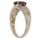 9ct Yellow Gold 0.10ct Diamond and Smoky Quartz Three Stone Ring