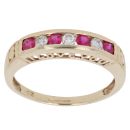 9ct Yellow Gold Ruby and Cubic Zirconia 'I Love You' Ring