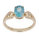 9ct Yellow Gold 0.02ct Diamond And Blue Topaz Ring