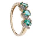 9ct Yellow Gold 0.05ct Diamond and Emerald Three Stone Fancy Ring