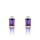 9ct Yellow Gold Natural Amethyst and Lab Grown Diamond Earrings