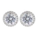 Silver Cubic Zirconia Halo Stud Earrings By Icesia
