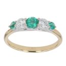 18ct Yellow Gold 0.35ct Brilliant Cut Diamond and Emerald Five Stone Ring