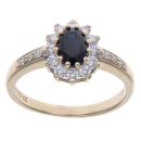 9ct Yellow Gold Sapphire and Cubic Zirconia Cluster Ring