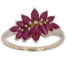 9ct Yellow Gold Ruby Cluster Ring