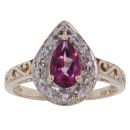 9ct Yellow Gold Cubic Zirconia and Pink Topaz Cluster Ring