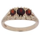 9ct Yellow Gold Garnet Three Stone Ring