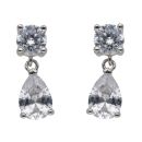 Silver Cubic Zirconia Tear Drop Stud Earrings By Icesia