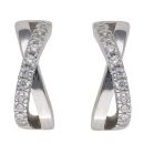 Silver Cubic Zirconia Crossover Hoop Earrings By Icesia