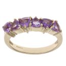 9ct Yellow Gold Amethyst Six Stone Dress Ring