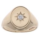 9ct Yellow Gold 0.15ct Diamond Star Signet Ring