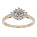 9ct Yellow Gold 0.25ct Single Cut Marquise Shaped Cluster Ring