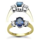 18ct Yellow Gold 3 Stone Diamond 0.48ct Sapphire 1.50ct Ring