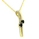 9ct Yellow Gold Diamond And Sapphire Pendant And 16" Chain