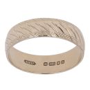 9ct Yellow Gold Patterned Lines Wedding Band 4.89mm